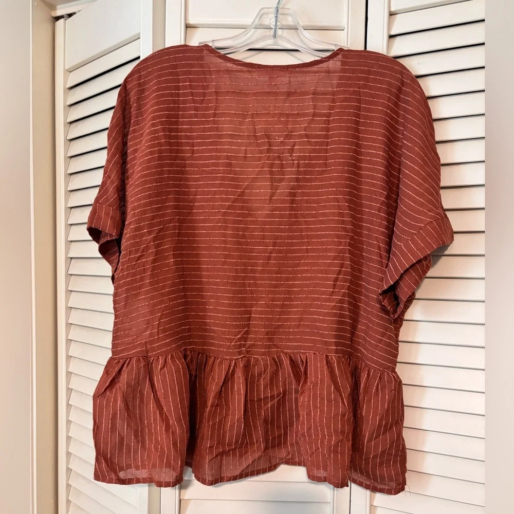 Blu Pepper | Deep Rust Color Button-Up Women's Top | Sz L - Picture 6 of 7